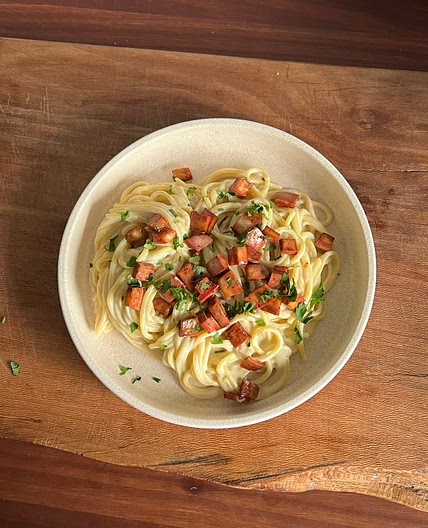 Vegan Carbonara with Tofu Bacon 🥓