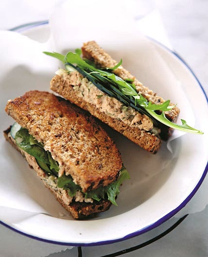 Salmon Salad Sandwich on Whole-Wheat Bread