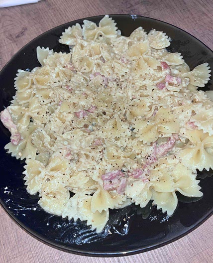 Pâtes carbonara (crème fraîche)