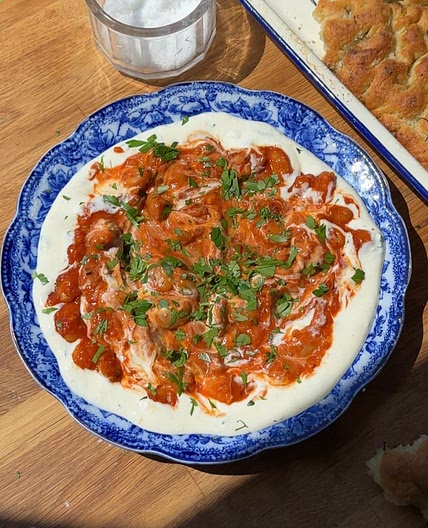 Chilli Butter Bean Stew on Zesty Garlic Greek Yogurt