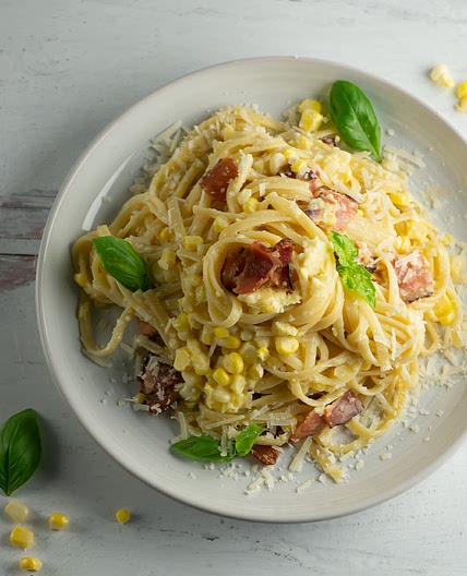Corn Pasta Carbonara