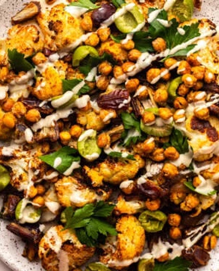 Roasted Cauliflower Salad with Crispy Chickpeas
