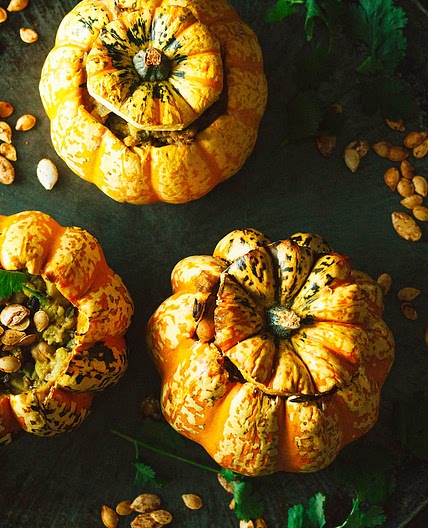 Chickpea Curry Stuffed Pumpkins