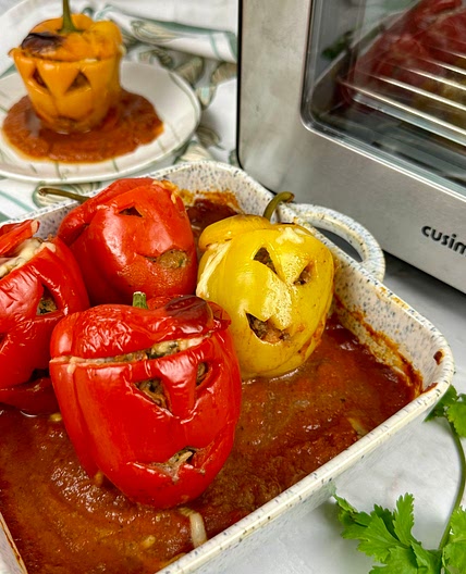 Jack-O’-Lantern Stuffed Peppers