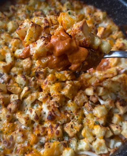 Cheesy Meatball Bake with Garlic & Rosemary Potatoes