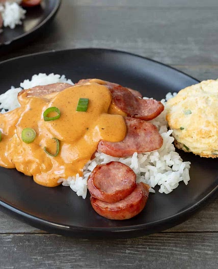 Kielbasa and Rice, with Cheddar