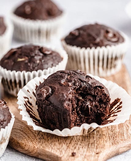Healthy Double Chocolate Zucchini Muffins