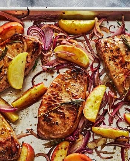 Sheet-Pan Pork Chops with Apples