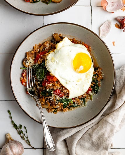Warm Farro Grain Bowls with Fried Egg