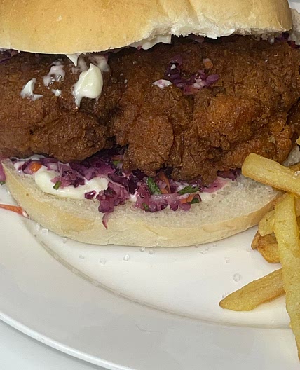 Spicy Crispy Chicken Burger with Shredded Pickled Slaw