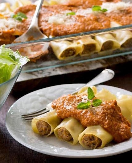 Pork Cannelloni with Vegetable Sauce
