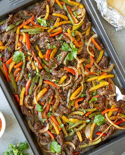One Pan Steak Fajitas for 2