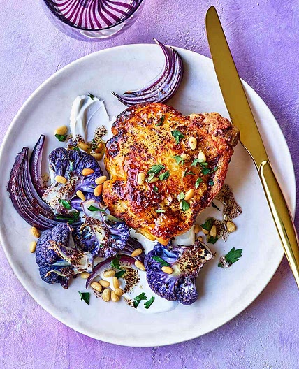 Sumac Chicken Thighs with Purple Cauliflower