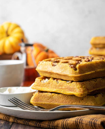 Gluten Free Pumpkin Pecan Waffles