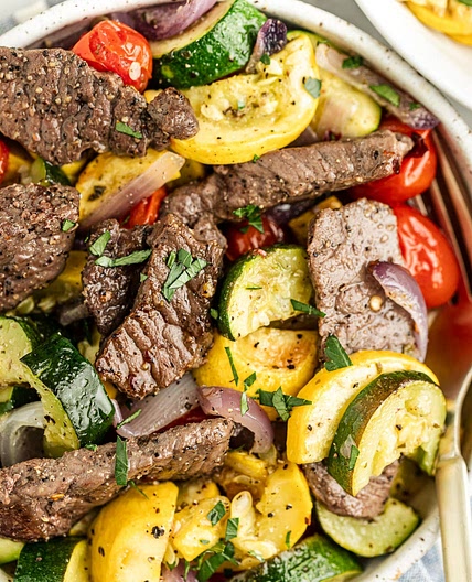 Grilled Steak with Roasted Vegetables