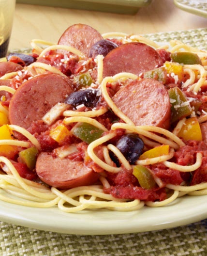 Smoked Sausage & Peppers Spaghetti