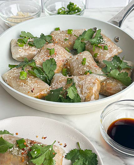 Vegan Tofu & Walnut Rice Paper Dumplings 