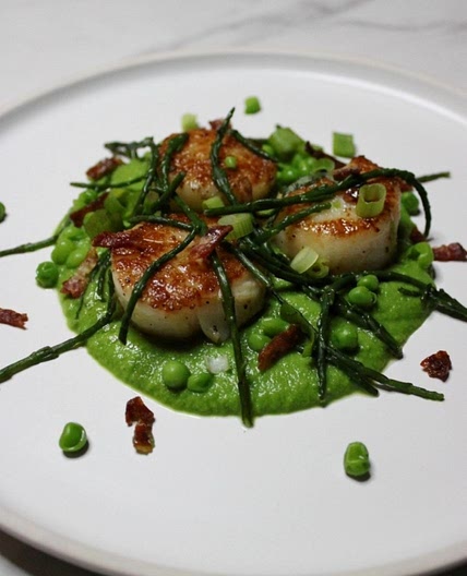 Scallops with Pea Puree