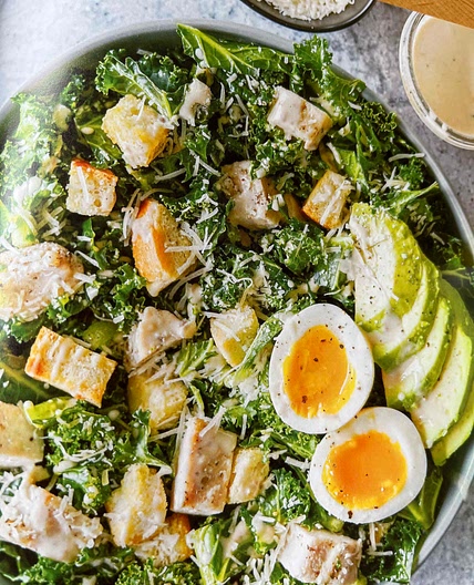 Loaded Kale Chicken Caesar Salad