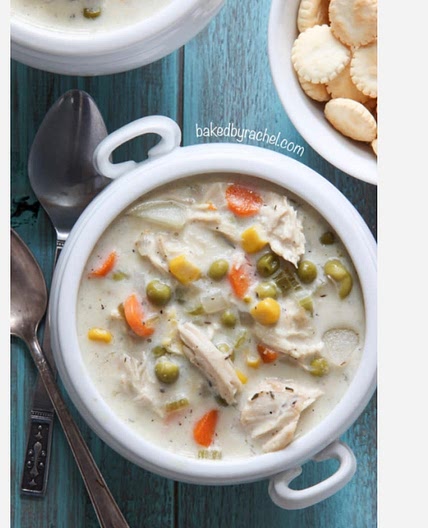 Slow Cooker Chicken Pie Soup - Baked by Rachel