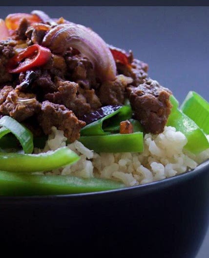 Arroz con ternera picada picante