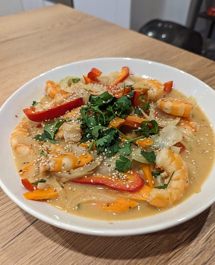 Crevettes sautées aux légumes