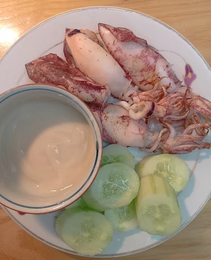 Grilled Squid with Lemon Mayonnaise