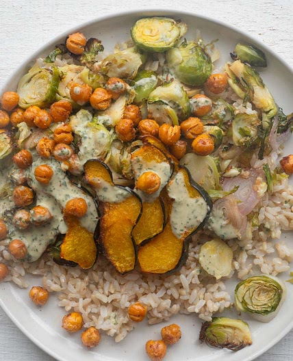 Vegan Roasted Chickpea Rice Bowl