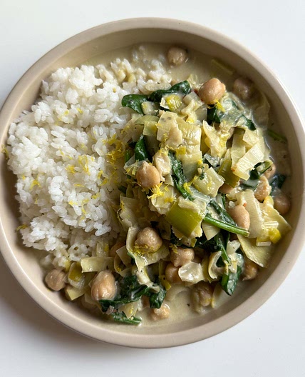 Ragoût de pois chiches aux poireaux et artichauts - Margaux