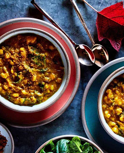 Peanut-Pumpkin Stew with Hominy