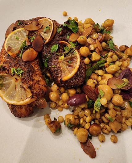 Tilapia with chickpeas and couscous