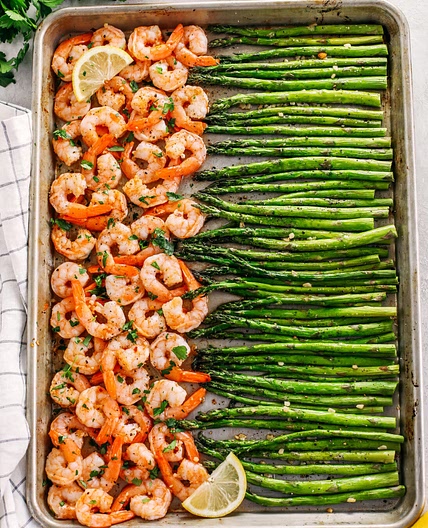 Sheet Pan Lemon Garlic Shrimp and Asparagus