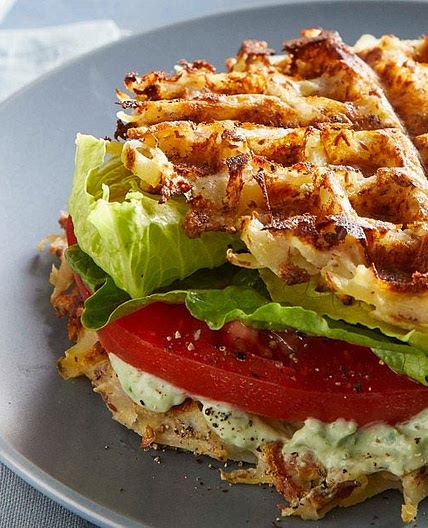Potato Waffle Sandwiches with Herbed Tofu Cream