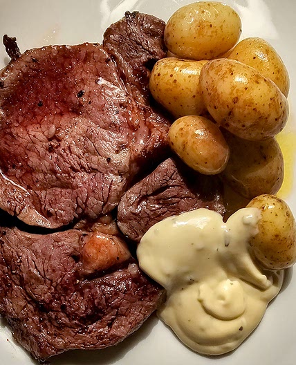 Air Fryer cooked Rib Eye steak