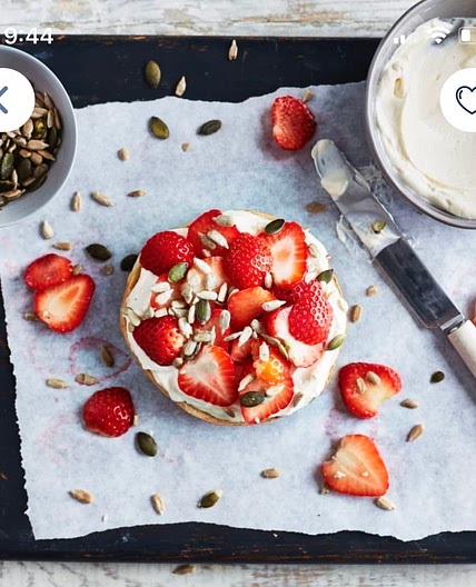 Strawberry cheesecake breakfast bagel
