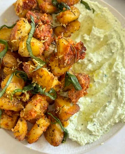 Basil Whipped Feta with Sun-Dried Tomato Pesto Potatoes