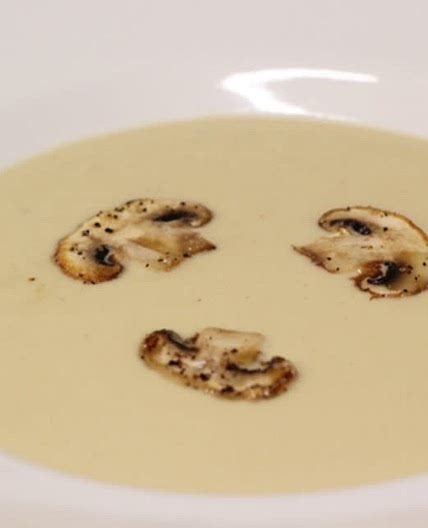 Sopa de puerro y champinyones al limón