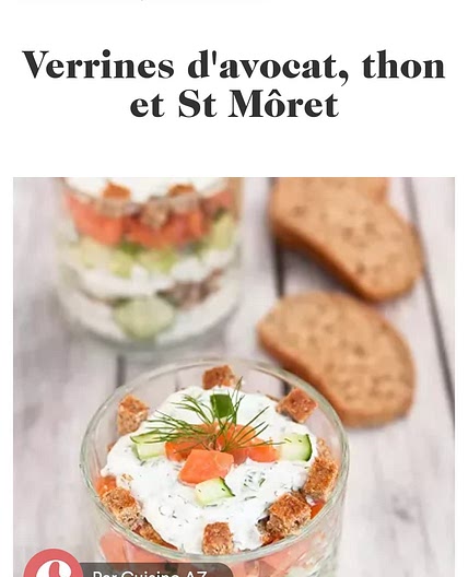 Verrines avocat, thon et St Moret