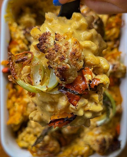 The roasted pumpkin, carrot and garlic