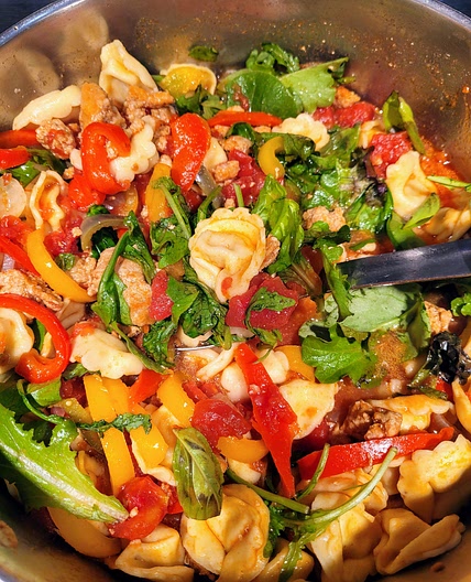 Spicy Italian Sausage, Tortellini and Peppers