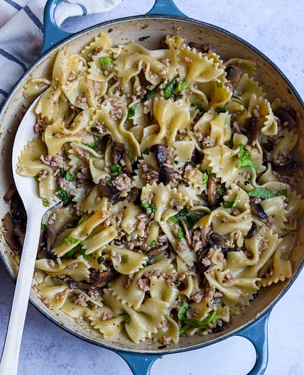 Pork & Mushroom Pasta Bows