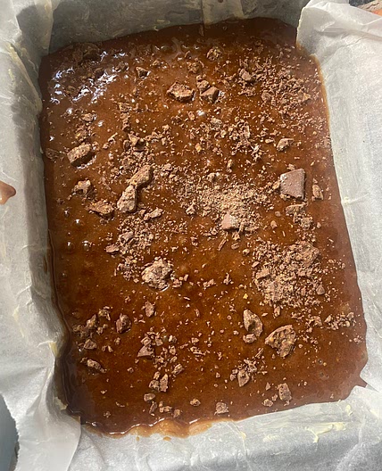 Homemade fudgy brownies