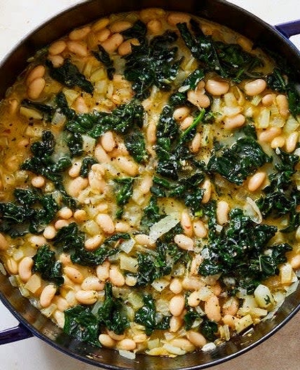 NYT Braised White Beans and Greens With Parmesan 