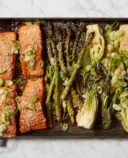 Miso Salmon with Bok Choy and Asparagus