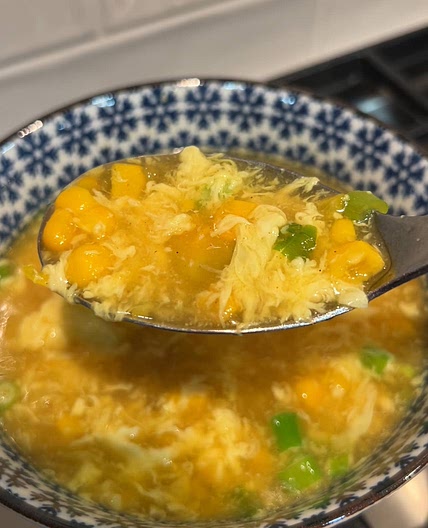Egg Drop Soup with Creamed Corn 