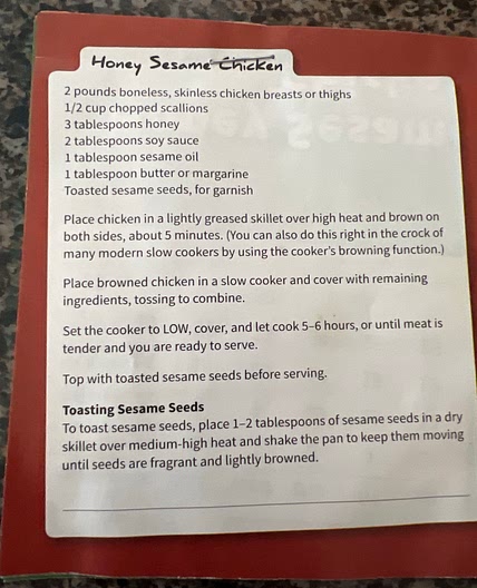 Honey Sesame Chicken