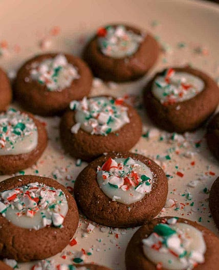 White Chocolate Candy Cane Thumbprint Cookies