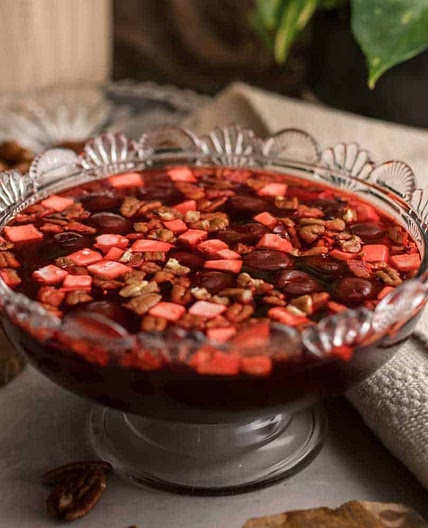 Black Cherry Jello Salad with Cream Cheese and Pecans