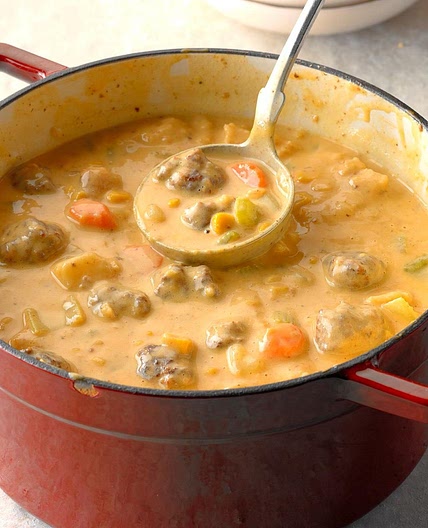 Cheesy Meatball Soup