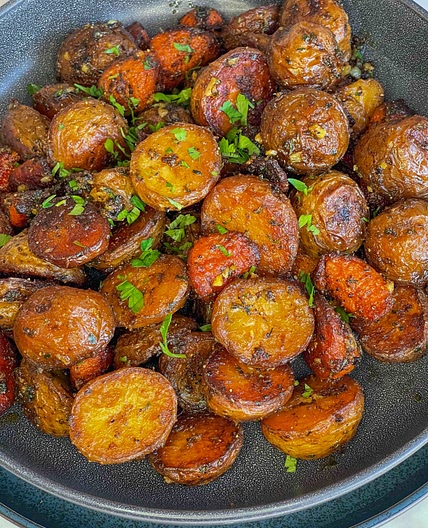 Garlic Herb Roasted Potatoes And Carrots